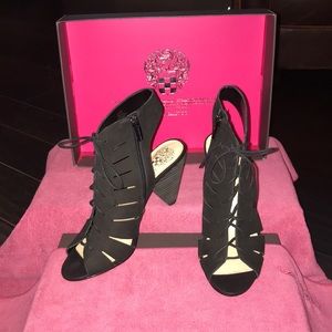 Vince Camuto Black Estie Cut Out Lace Up Sandals